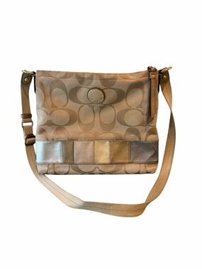 Coach Signature Metallic Patchwork Stripe Crossbody Bag F19209